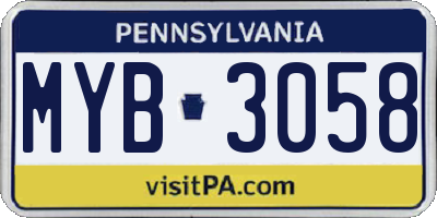 PA license plate MYB3058