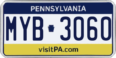 PA license plate MYB3060