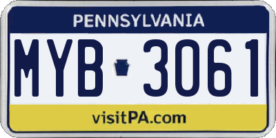 PA license plate MYB3061
