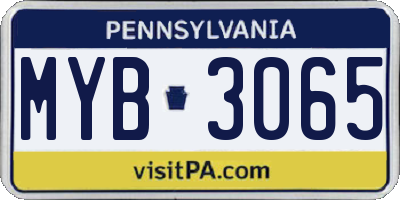 PA license plate MYB3065