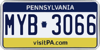 PA license plate MYB3066