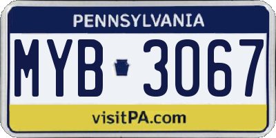 PA license plate MYB3067