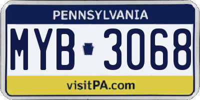 PA license plate MYB3068