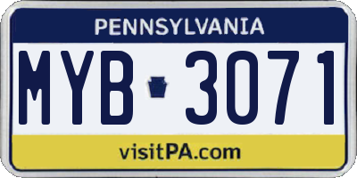 PA license plate MYB3071