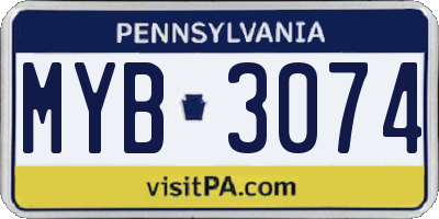 PA license plate MYB3074