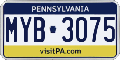 PA license plate MYB3075
