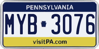 PA license plate MYB3076