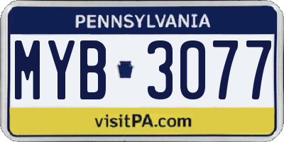 PA license plate MYB3077