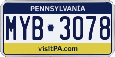 PA license plate MYB3078