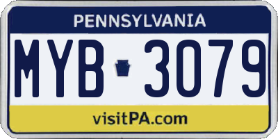 PA license plate MYB3079