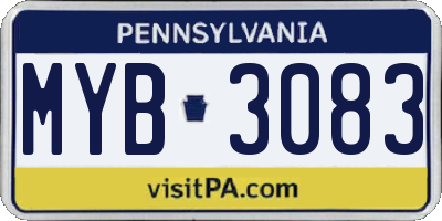 PA license plate MYB3083