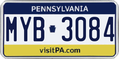 PA license plate MYB3084