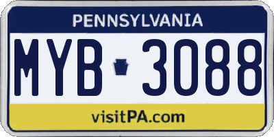 PA license plate MYB3088