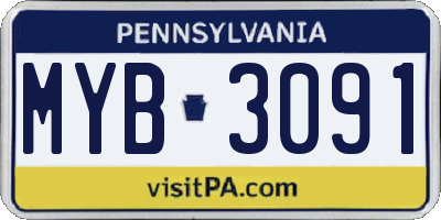 PA license plate MYB3091