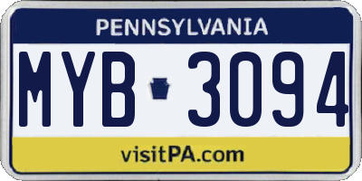 PA license plate MYB3094
