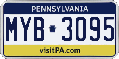 PA license plate MYB3095