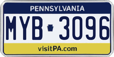 PA license plate MYB3096