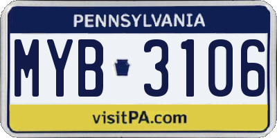 PA license plate MYB3106
