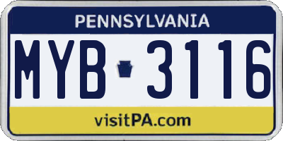 PA license plate MYB3116