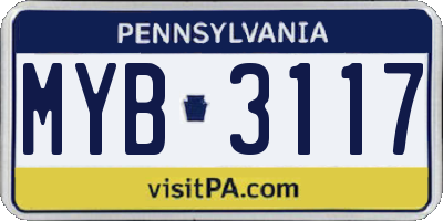 PA license plate MYB3117