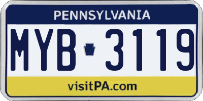 PA license plate MYB3119