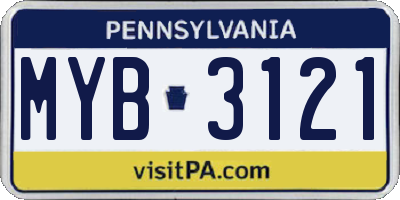 PA license plate MYB3121