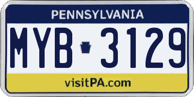 PA license plate MYB3129
