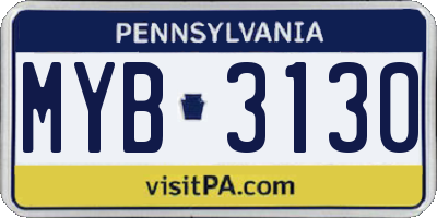 PA license plate MYB3130