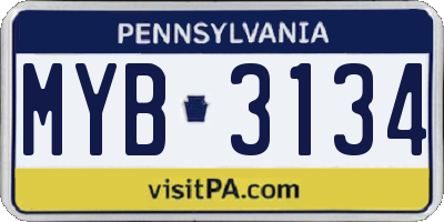 PA license plate MYB3134