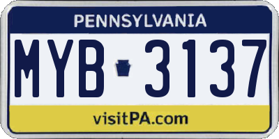 PA license plate MYB3137