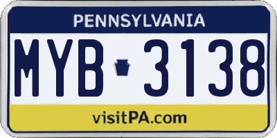 PA license plate MYB3138