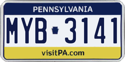 PA license plate MYB3141