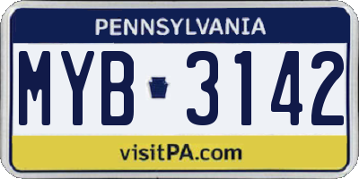 PA license plate MYB3142