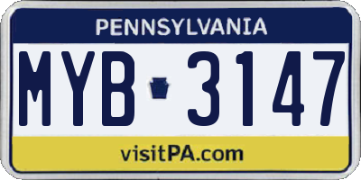 PA license plate MYB3147