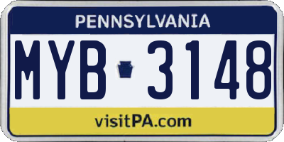 PA license plate MYB3148