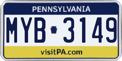PA license plate MYB3149