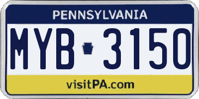 PA license plate MYB3150