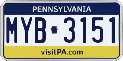 PA license plate MYB3151