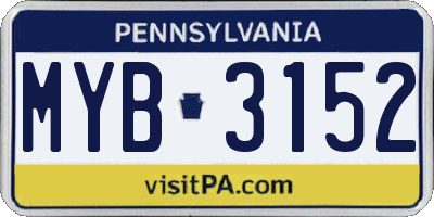PA license plate MYB3152
