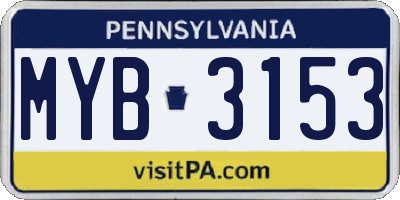 PA license plate MYB3153
