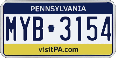 PA license plate MYB3154
