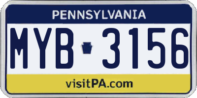 PA license plate MYB3156