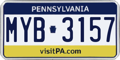 PA license plate MYB3157