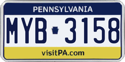 PA license plate MYB3158