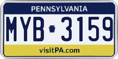 PA license plate MYB3159