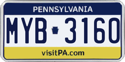 PA license plate MYB3160