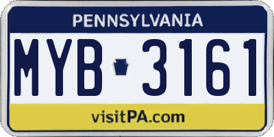 PA license plate MYB3161