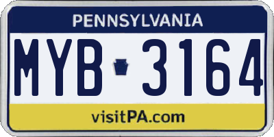PA license plate MYB3164