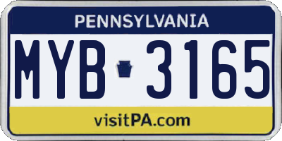 PA license plate MYB3165