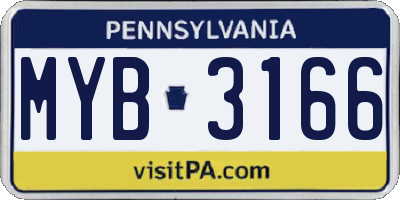 PA license plate MYB3166